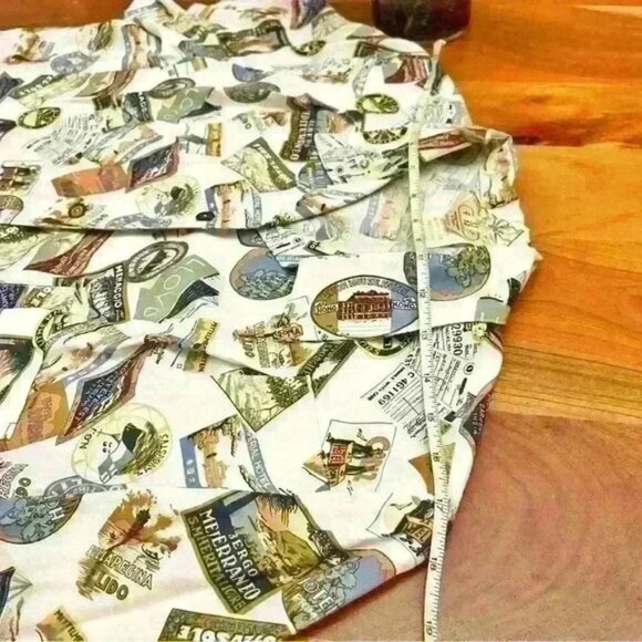 Unique Vintage  oversized multicolored novelty prints button down shirt - Picture 8 of 11